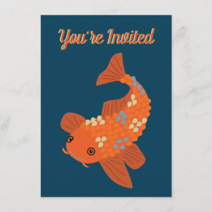 Invitación Koi Goldfish Ornamental Fish Pond Fiesta