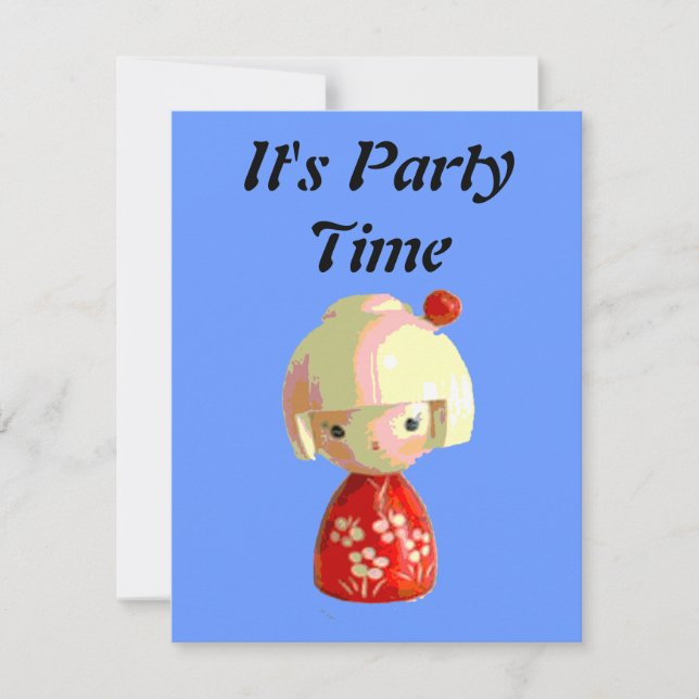 Invitación Kokeshi rojo (Anverso)