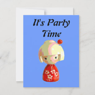 Invitación Kokeshi rojo