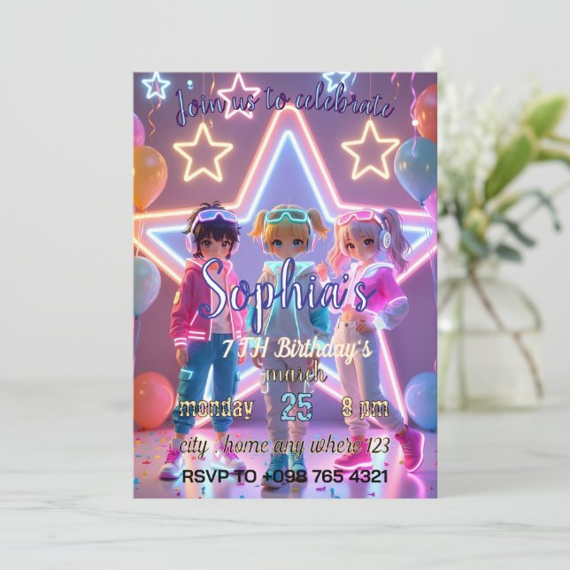 INVITACIÓN KPOP DEMON CUTE INVITATION (Anverso de pie)