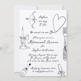 Invitación Kraft Boho Black Doodle Retro Ensayo Cena