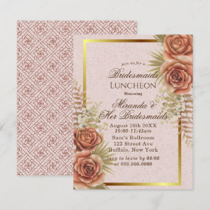 Invitación Kraft Brown Pintó Bridesmaids Florales Luncheon