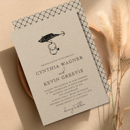 Invitación Kraft Brown Rústica Pescador Luminoso Anillo Negro