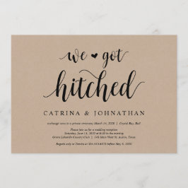 Invitación Kraft de granja rústica, letra negra, Boda fuga
