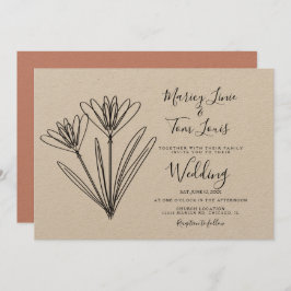 Invitación Kraft de papel de flor floral de primavera