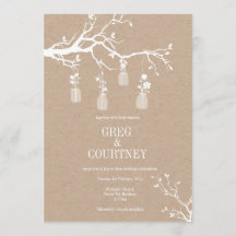 Invitación Kraft del tarro de albañil