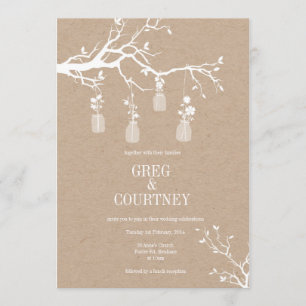 Invitación Kraft del tarro de albañil