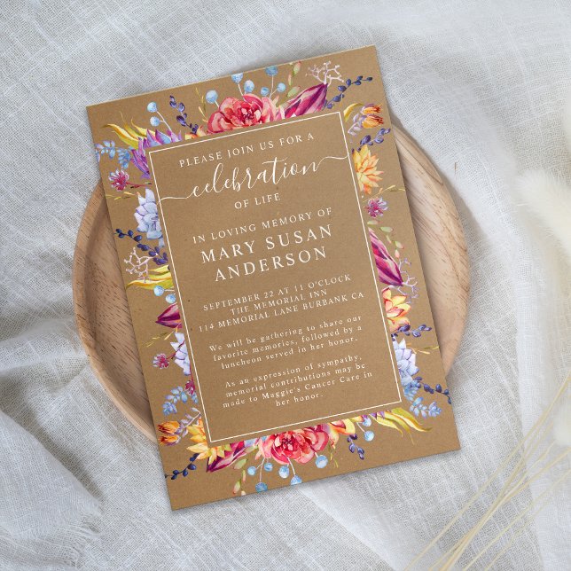 Invitación Kraft es la celebración del memorial de la vida (Subido por el creador)