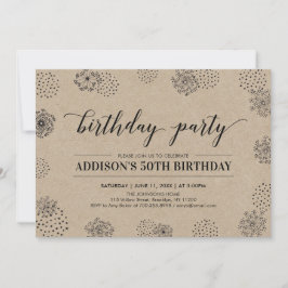 Invitación Kraft Estilish Moderno 50. Fiesta de cumpleaños pa