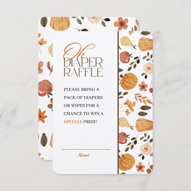 Invitación Kraft Fall Theme Baby Shower Diaper Raffle (Anverso / Reverso)