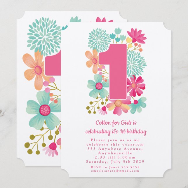 Invitación Kraft Fiesta de la Compañía de Cumpleaños de 1er A (Anverso / Reverso)