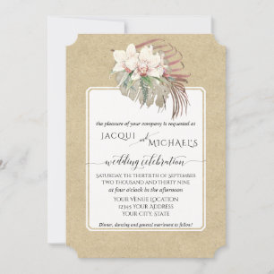 Invitación Kraft Floral Tropical de Orquídea Blanca Vintage