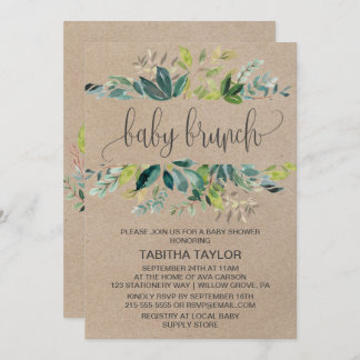 Invitación Kraft Foliage Baby Brunch