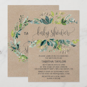 Invitación Kraft Foliage Baby Shower