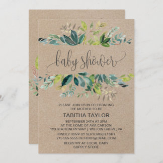 Invitación Kraft Foliage Baby Shower