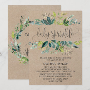 Invitación Kraft Foliage Baby Sprinkle