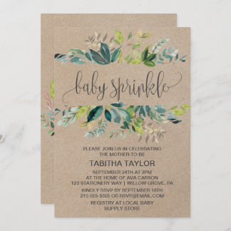 Invitación Kraft Foliage Baby Sprinkle