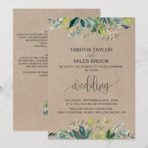 Invitación Kraft Foliage   Boda de copia de seguridad de mono