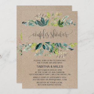 Invitación Kraft Foliage Couples Shower