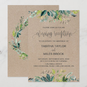 Invitación Kraft Foliage   Recepción de Monograma Anoche