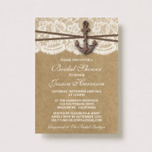 Kraft, Lace y Nautical Anchor Beach Bridal Shower