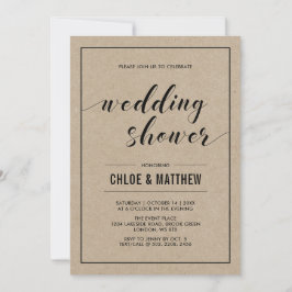 Invitación Kraft Modern Typography Parejas Wedding Shower