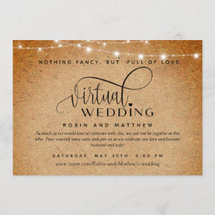 Invitación Kraft Paper and Lights, Boda virtual en línea