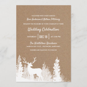 Invitación Kraft Paper Boda de Navidades de renos rusos