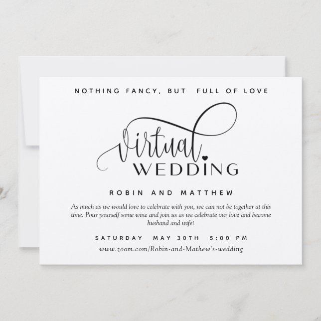 Invitación Kraft Paper, ruso, Boda virtual en línea (Anverso)