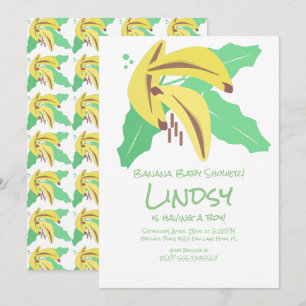 Invitación Kraft para Baby Shower Retro Banana Ama