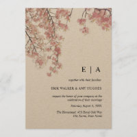 Kraft Pink acuarela Cherry Blossom Boda