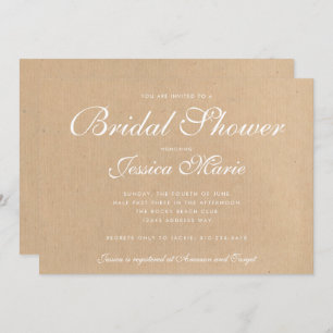 Invitación Kraft Reciclado papel Ducha de novia