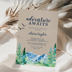 Invitación Kraft Rocky Mountain Adventure espera Baby Shower