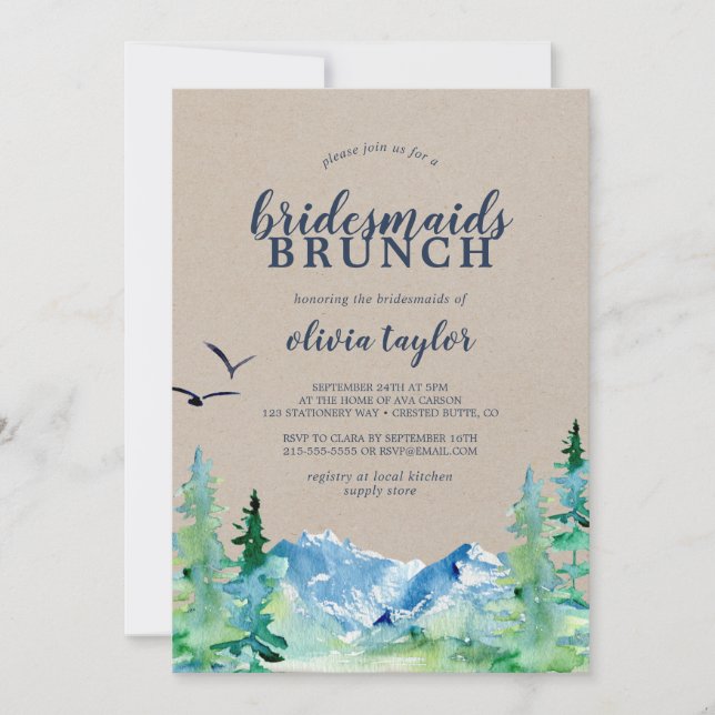 Invitación Kraft Rocky Mountain Bridesmaids Brunch (Anverso)