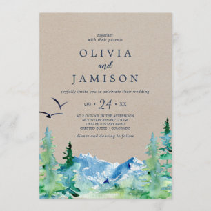 Invitación Kraft Rocky Mountain Casual Destination Wedding
