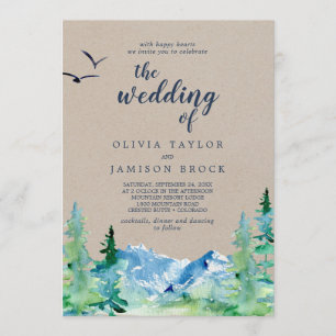 Invitación Kraft Rocky Mountain Destination El Boda De