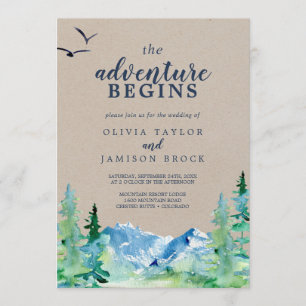 Invitación Kraft Rocky Mountain, la aventura comienza Boda