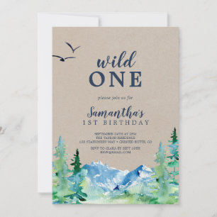 Invitación Kraft Rocky Mountain Wild Primer Cumpleaños