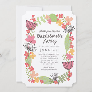 Invitación Kraft Rustic Floral Border Partido Invi