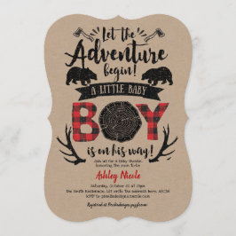 Invitación Kraft, Rustic, Lumberjack, Buffalo, Niño