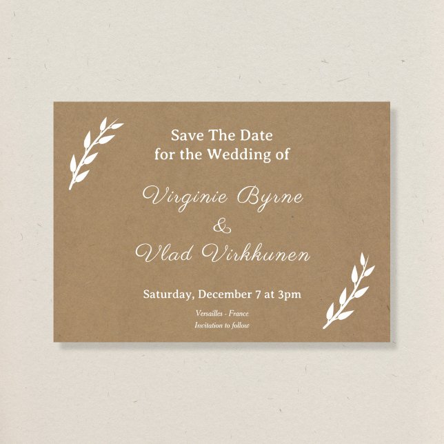 Invitación Kraft & Rustic Wedding Save The Date (Subido por el creador)