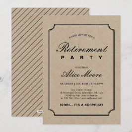 Invitación Kraft simple y elegante | Fiesta de jubilación sor
