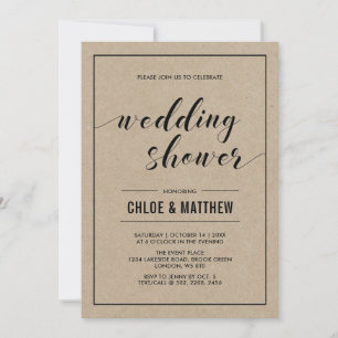 Invitación Kraft Tipografía Moderna para la Fiesta de Regalos