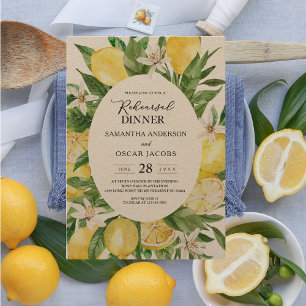 Invitación Kraft Vintage Watercolor Amarillo Lemónica Frame