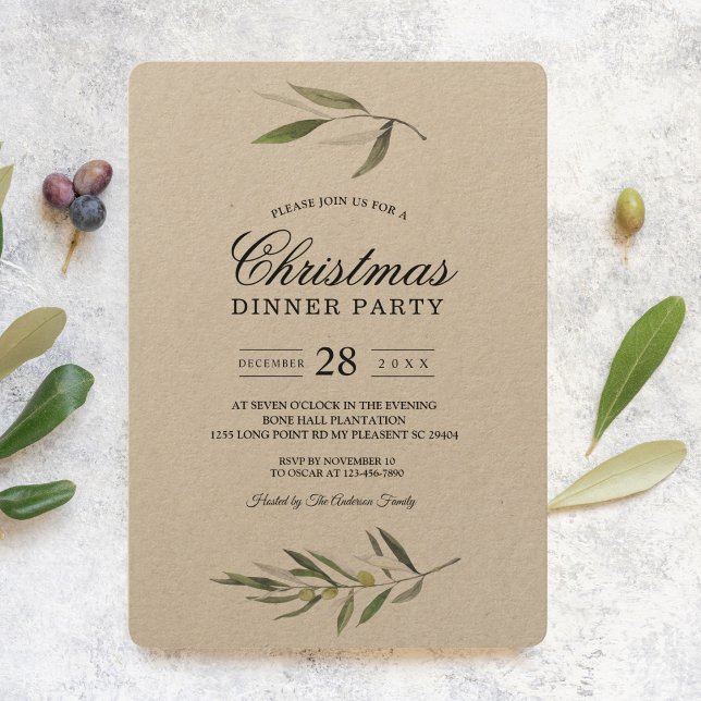 Invitación Kraft Watercolor Green Olive Branch (Subido por el creador)