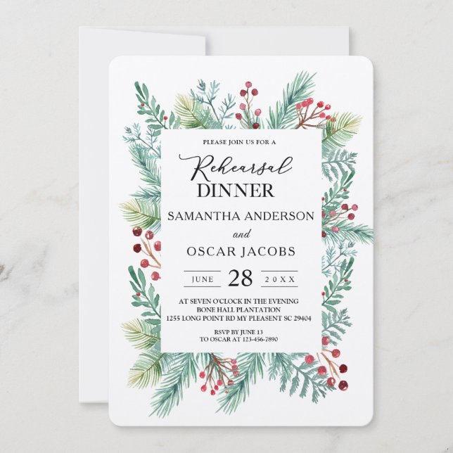 Invitación Kraft Winter Leaf Frame Greeneration (Anverso)