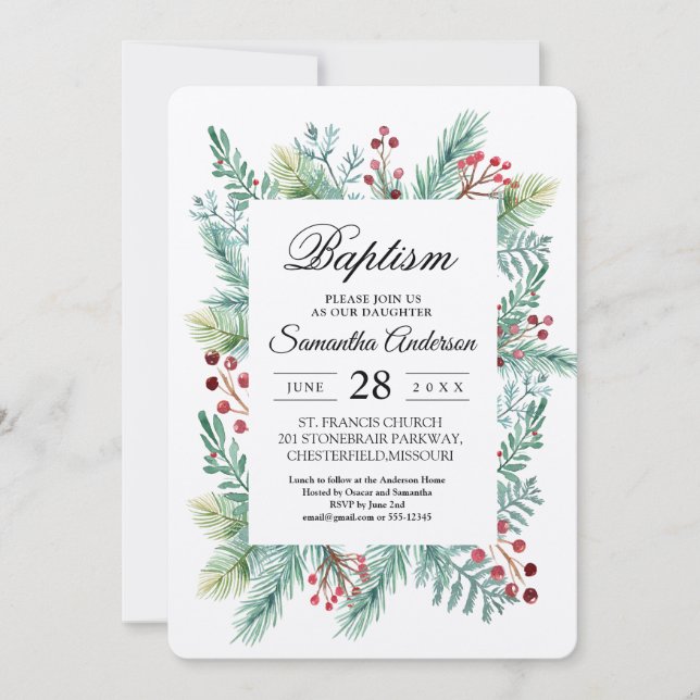 Invitación Kraft Winter Leaf Frame Greeneration (Anverso)