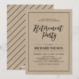 Invitación Kraft y marco negro | Fiesta de Jubilación Moderna