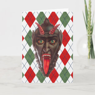Invitación krampus de navidad a cuadros