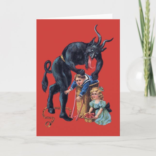 Invitación krampus navidad fea anticuado rojo (Anverso)